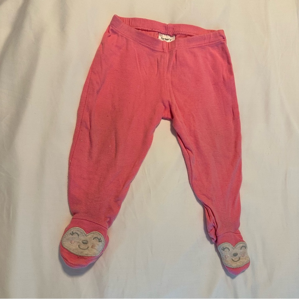 Carter’s Pink Baby Footed Pants with Animal Faces Size 6M
